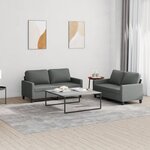 vidaXL Ensemble de canapés 2 Pièces avec coussins Gris foncé Tissu