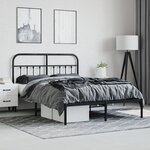 vidaXL Cadre de lit métal avec tête de lit noir 135x190 cm