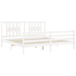 vidaXL Cadre de lit avec tête de lit blanc 200x200 cm bois massif