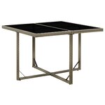 vidaXL Table de jardin Gris 109x107x74 cm Résine tressée et verre