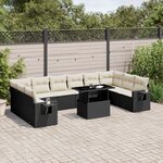 vidaXL Salon de jardin 11 Pièces avec coussins noir résine tressée