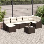 vidaXL Ensemble de Canapés de Jardin 7 Pièces avec Coussins Gris Rattan Poly