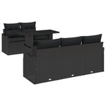 Ensemble de 6 Canapés de Jardin avec Coussins en Poly Rattan Noir