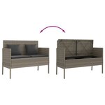 vidaXL Banc de jardin avec coussins gris résine tressée