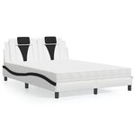 vidaXL Lit avec matelas blanc et noir 140x200 cm similicuir