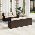 Ensemble Canapé Jardin 8 Pièces avec Coussins Rattan Poly Marron