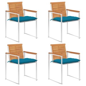 vidaXL Chaises de jardin lot de 4 avec coussins Bois d'acacia massif