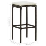 vidaXL Ensemble de bar de jardin avec coussins 3 Pièces Marron