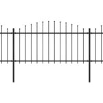 vidaXL Clôture de jardin à dessus en lance Acier (1 25-1 5)x8 5 m Noir