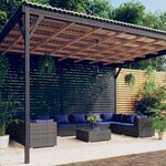 vidaXL Salon de jardin 11 Pièces avec coussins Résine tressée Gris