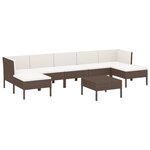 vidaXL Salon de jardin 8 Pièces avec coussins résine tressée marron