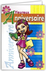 Carte Heureux Anniversaire pour Fille avec Paillettes et Enveloppe 12x17 5cm