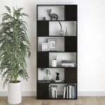 vidaXL Bibliothèque/Séparateur de pièce Noir Bois d'ingénierie