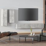 vidaXL Ensemble de meubles TV 4 Pièces Gris béton Bois d'ingénierie