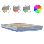vidaXL Cadre de lit avec lumières LED sonoma gris 140x190 cm