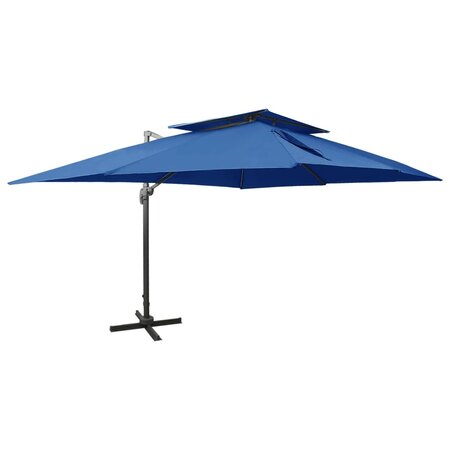 vidaXL Parasol cantilever avec double toit bleu azuré 400x300 cm