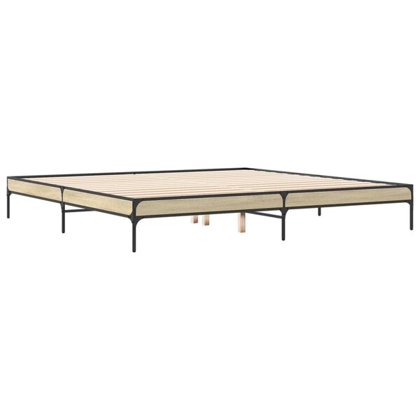 vidaXL Cadre de lit chêne sonoma 200x200 cm bois d'ingénierie et métal