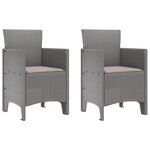 vidaXL Ensemble de salle à manger de jardin 3 pièces avec coussins Gris clair Poly Rattan