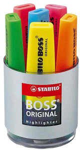 Pot de 6 Surligneurs BOSS ORIGINAL Rechargeable Pte Biseautée 2-5 mm STABILO