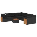 vidaXL Salon de jardin 11 Pièces avec coussins noir résine tressée