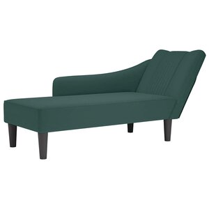 vidaXL Fauteuil long avec accoudoir droit vert foncé velours