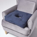 Coussin bouée en velours de coton - Bleu marine - HOMESCAPES
