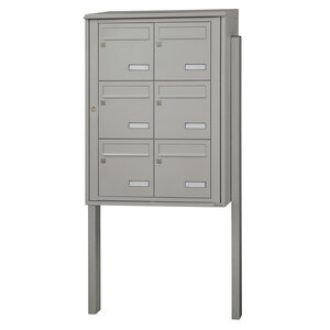 Bloc collectif leabox.com 2x3 grade 3 simple face Extérieur fixation sur pieds à sceller Gris agate RAL 7038 finition brillante