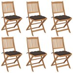 vidaXL Chaises pliables de jardin 6 Pièces avec coussins Bois d'acacia