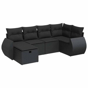 vidaXL Salon de jardin 6 Pièces avec coussins noir résine tressée