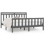 vidaXL Cadre de lit Gris Bois de pin massif 200x200 cm