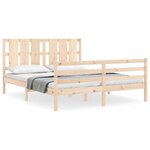 vidaXL Cadre de lit avec tête de lit 160x200 cm bois massif