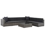 vidaXL Salon de jardin 7 Pièces avec coussins Résine tressée Gris