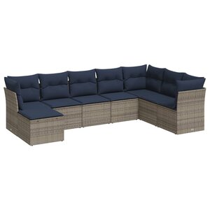 vidaXL Salon de jardin 8 Pièces avec coussins gris résine tressée