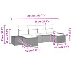 vidaXL Ensemble de canapé de jardin 6 pièces avec coussins Noir Poly Rotin