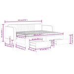 vidaXL Lit de jour avec gigogne et tiroirs rose 80x200 cm velours