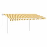 vidaXL Auvent rétractable automatique et poteaux 4 5x3m Jaune et blanc