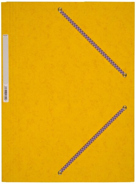 Chemise Carte Lustée A4 à rabats avec élastique et étiquette de dos Jaune COUTAL