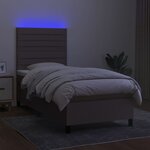 vidaXL Sommier à lattes de lit et matelas et LED Taupe 90x190 cm Tissu