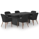 vidaXL Ensemble à dîner de jardin 7 Pièces Résine tressée Noir