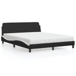 vidaXL Lit avec matelas noir et blanc 160x200 cm similicuir