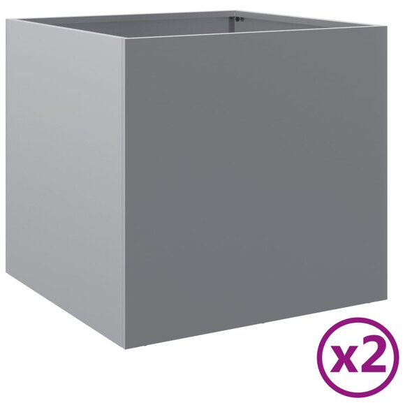 vidaXL Jardinières 2 Pièces argenté 42x40x39 cm acier galvanisé