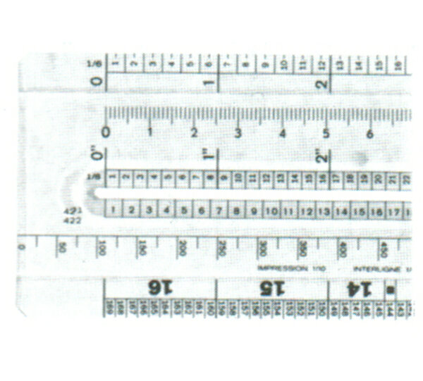 Règle Informatique centre évidé 430 mm Grad 1/10 1/6 1/8 de pouce N° 1164 MINERVA