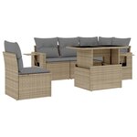vidaXL Salon de jardin avec coussins 6 Pièces beige résine tressée