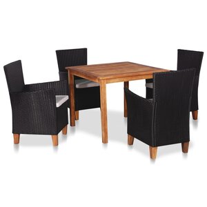 vidaXL Ensemble à manger d'extérieur 5 Pièces Résine tressée Noir marron