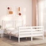 vidaXL Cadre de lit avec tête de lit blanc 140x190 cm bois massif