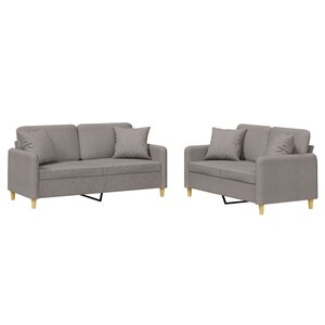 vidaXL Ensemble de canapés 2 Pièces avec coussins taupe tissu