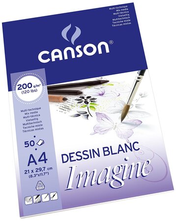 Bloc Dessin Imagine 50 Feuilles A4 200 g Blanc Naturel CANSON