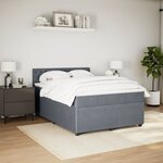 vidaXL Sommier à lattes de lit et matelas Gris foncé 140x190cm Velours