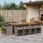 vidaXL Ensemble à manger de jardin coussins 13 Pièces gris résine tressée