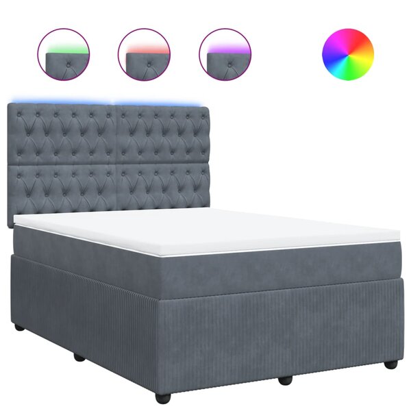 vidaXL Sommier à lattes de lit et matelas Gris foncé 140x200cm Velours